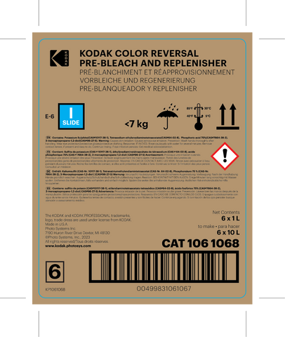 Color Reversal Pre-Bleach and Replenisher To Make 6 x 10L (60 Liters)